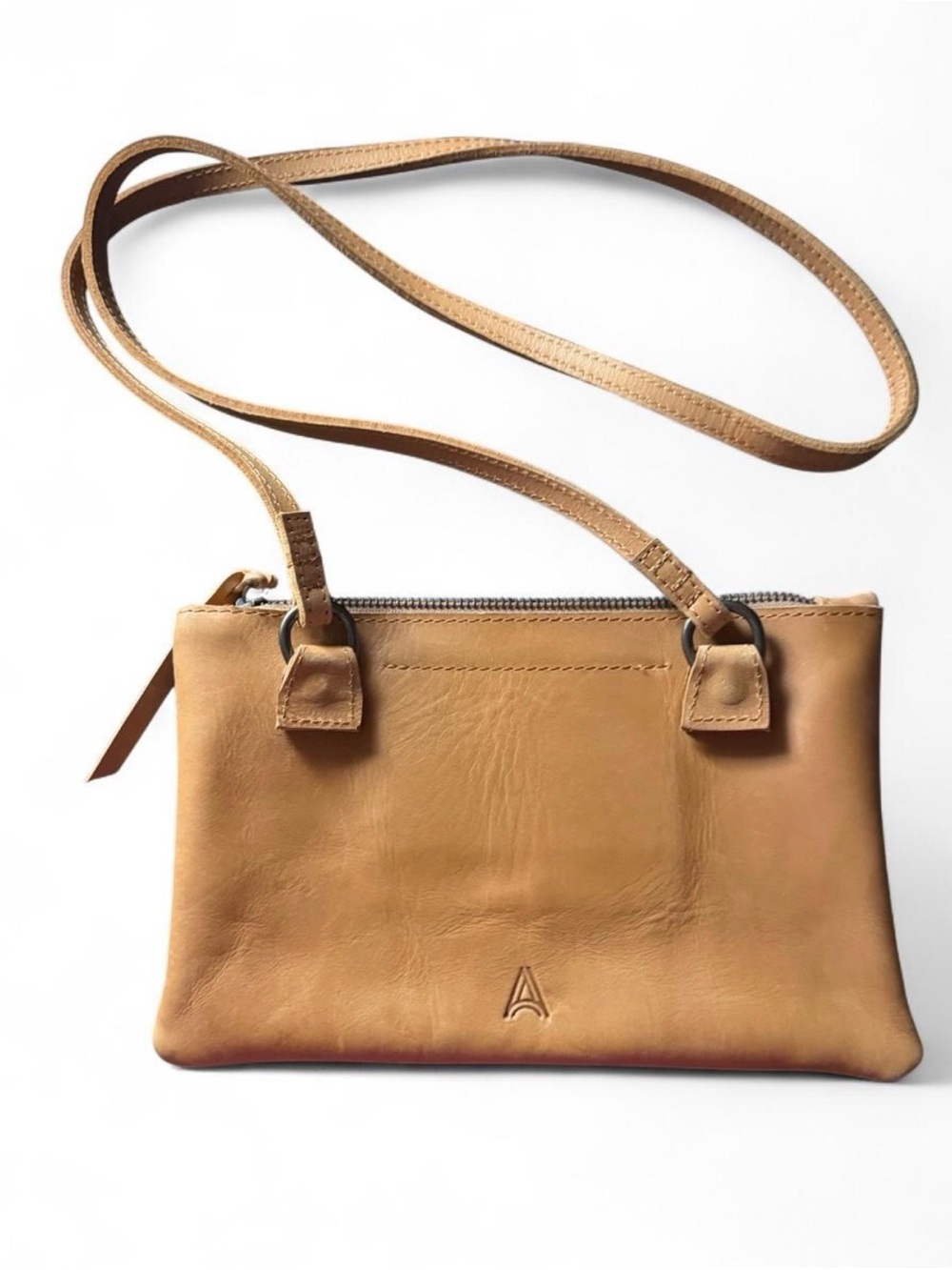 ABLE+Naptime Kitchen limited edition collab, honey colored leather crossbody bag